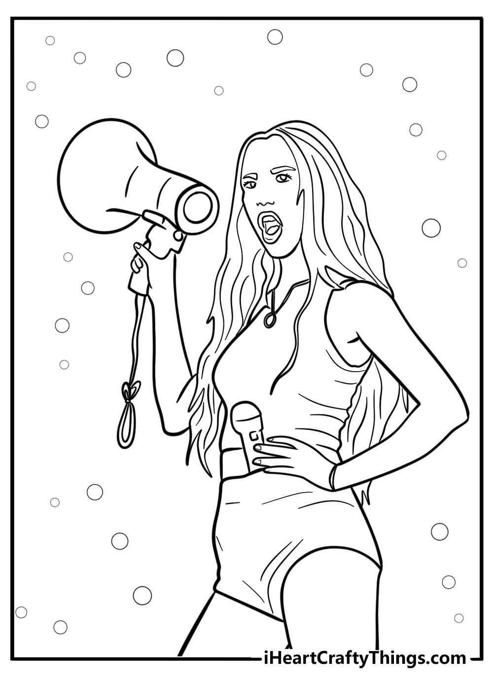 Olivia rodrigo singing at a concert fun coloring sheet