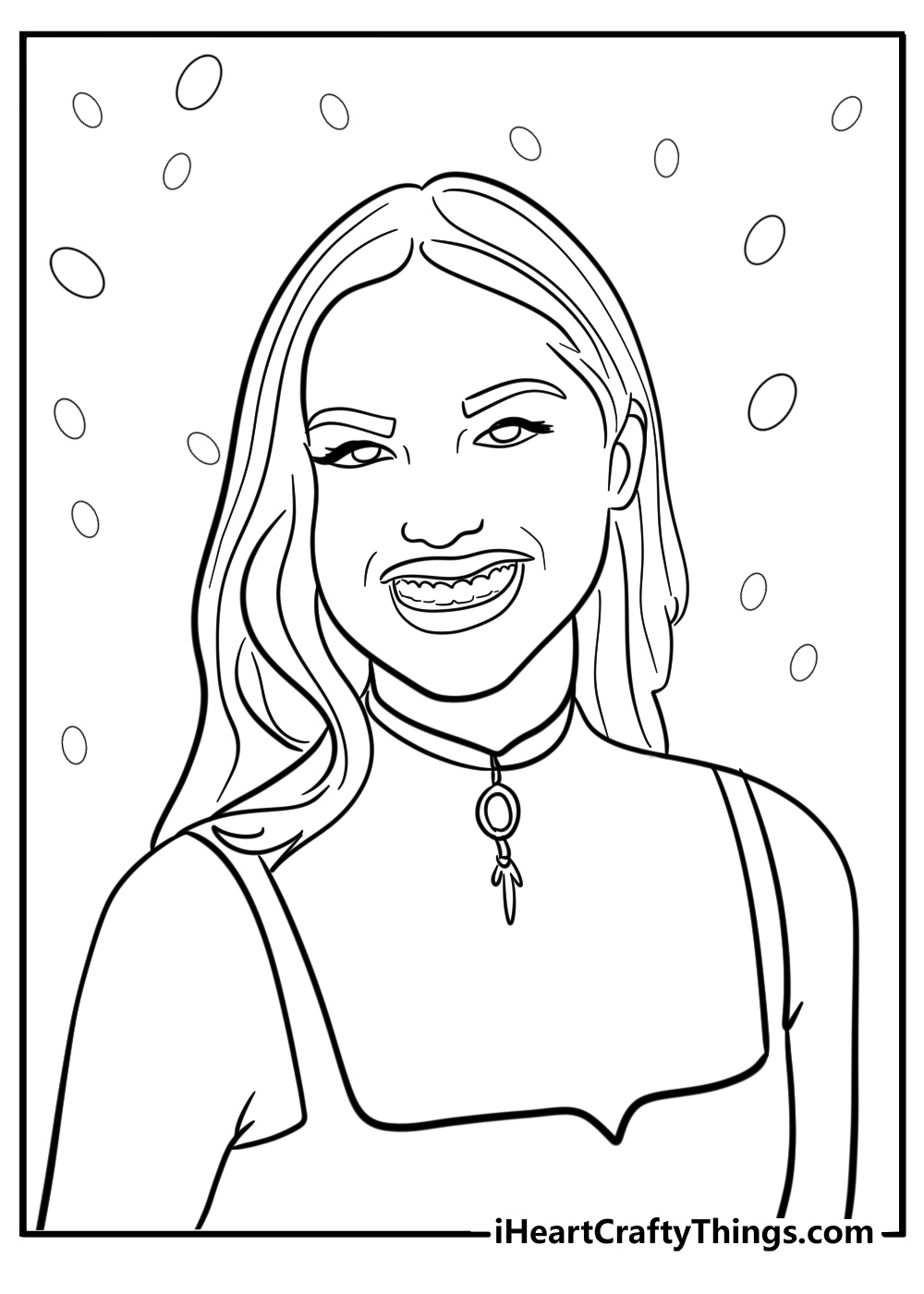 Olivia rodrigo smiling detailed coloring sheet