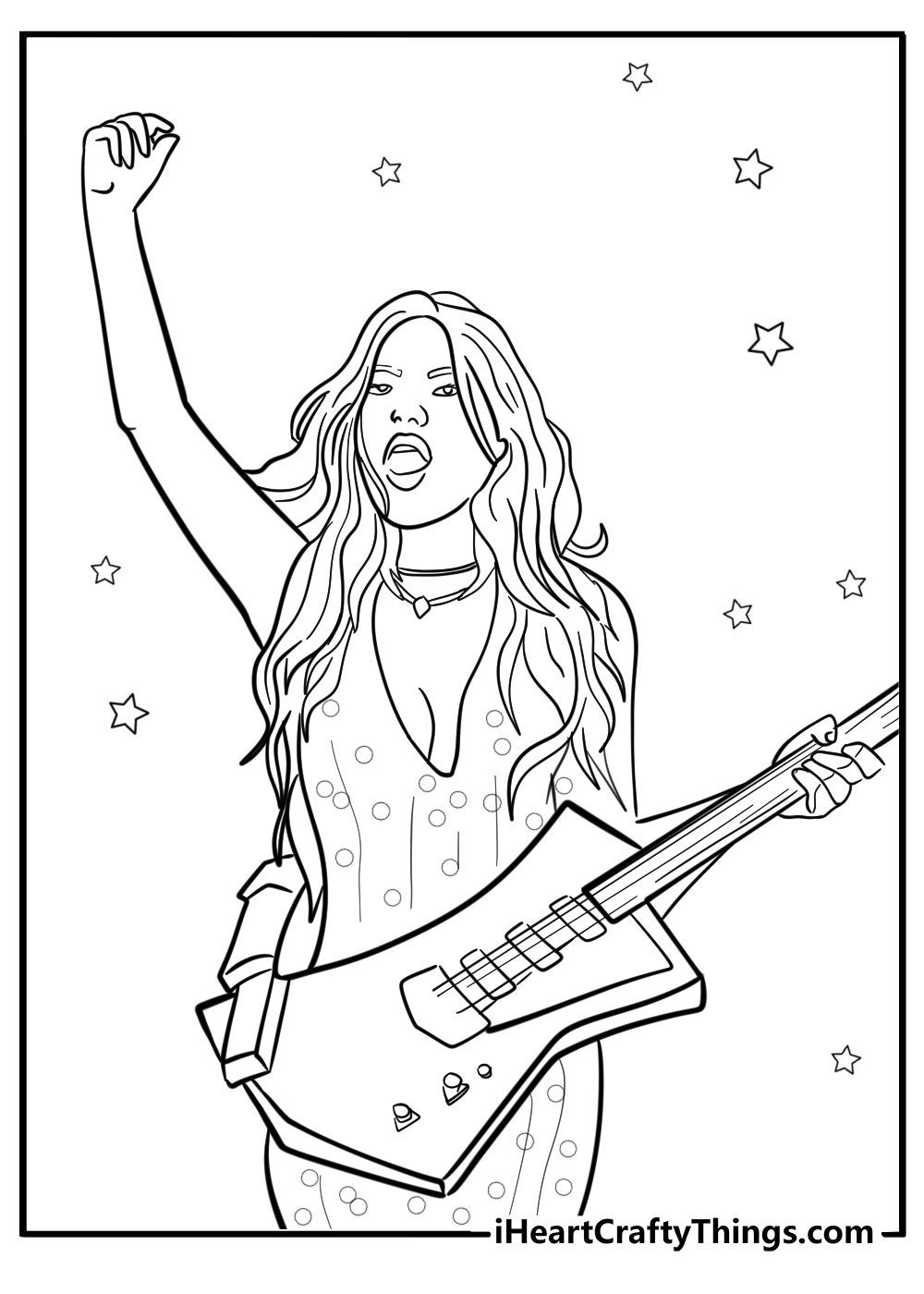 Olivia rodrigo with guitar coloring page for fans