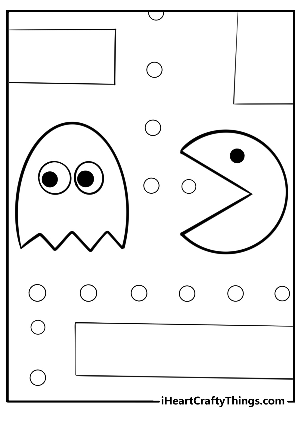 Pac man and ghost blinky free coloring page pdf