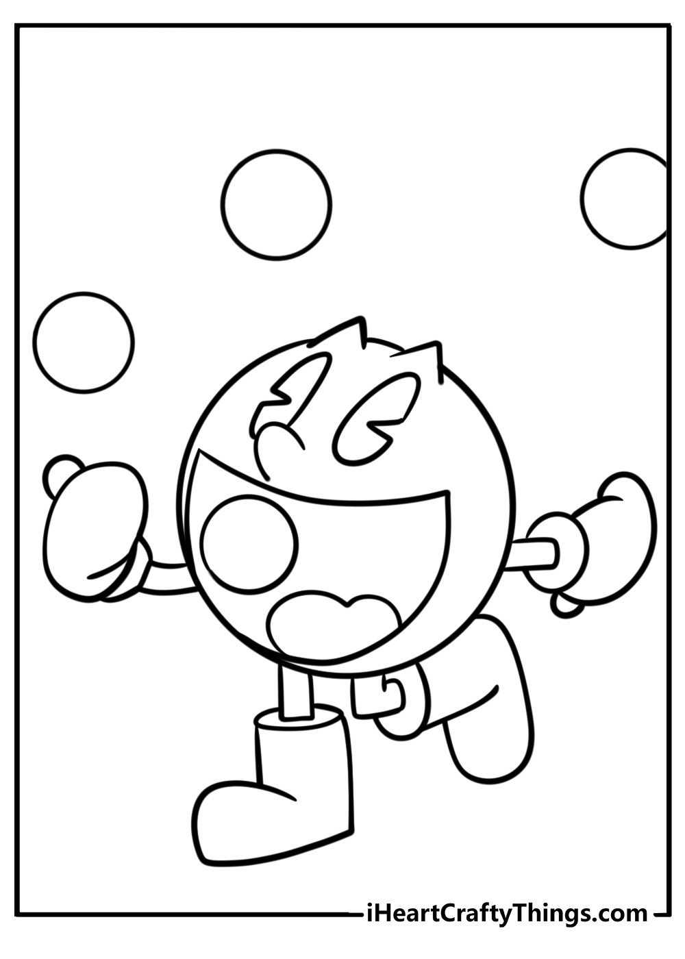 Pac man eating power pellet printable coloring page