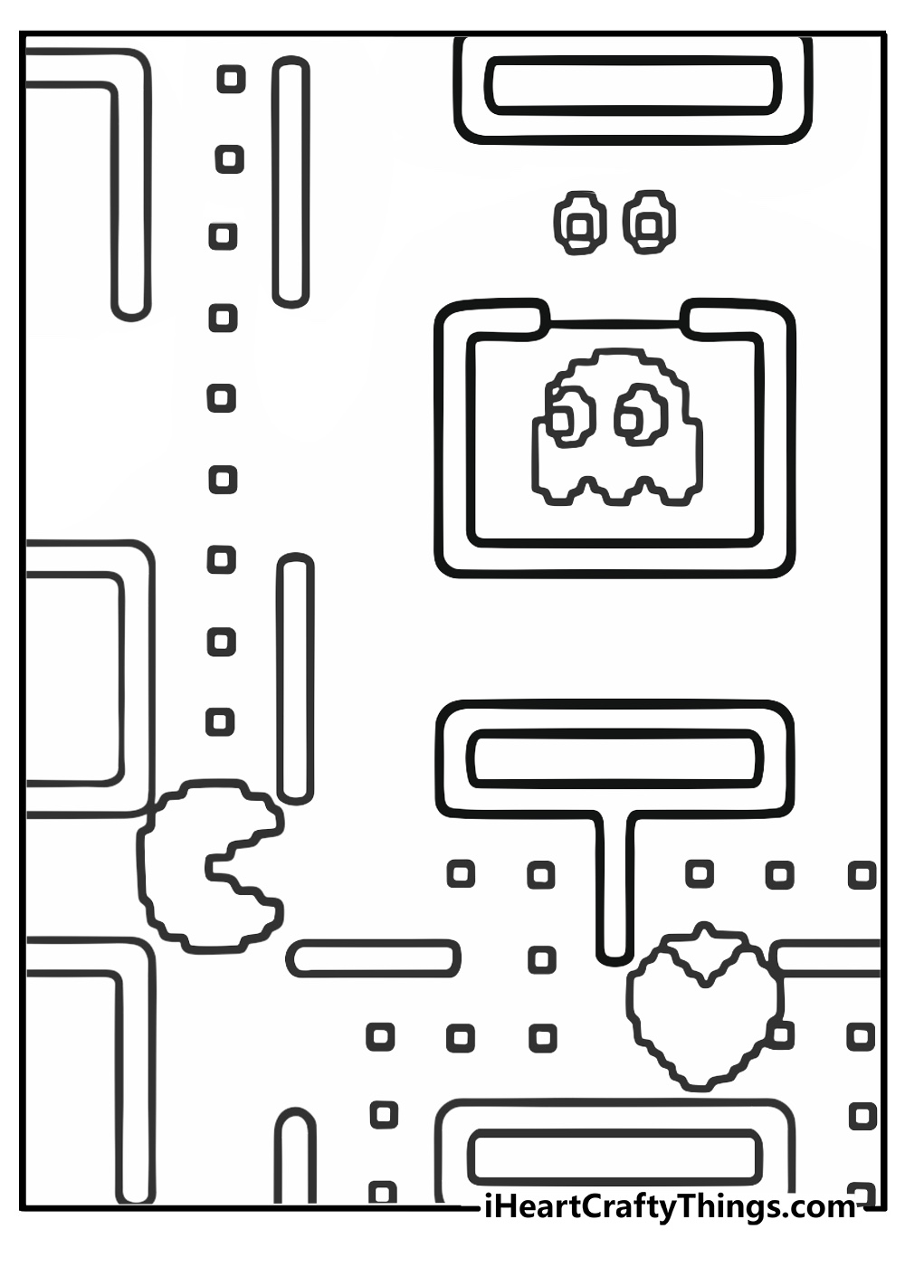 Pac man maze fun coloring sheet for kids