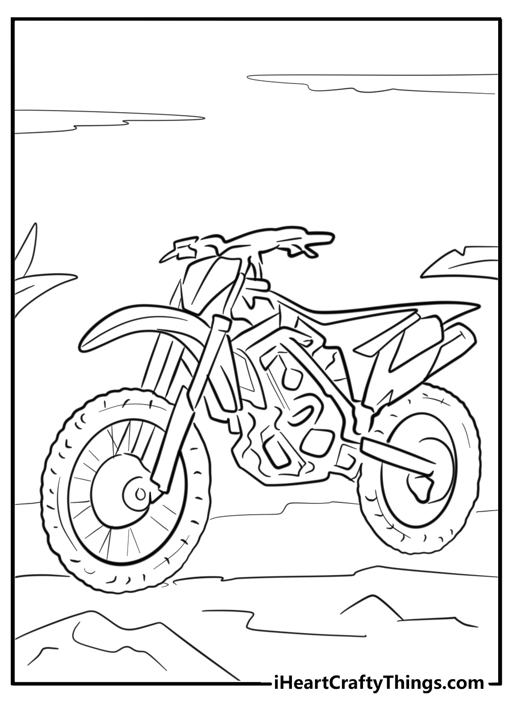 Parked kawasaki kx dirt bike coloring page