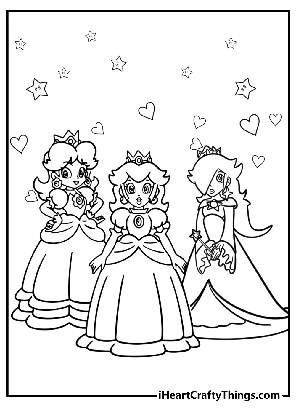 Princess rosalina peach and daisy group coloring page