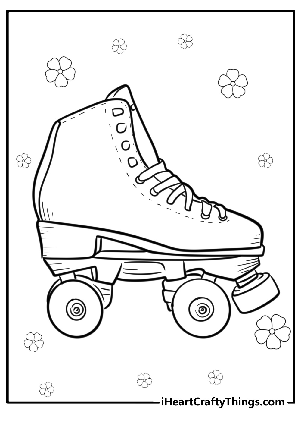 Roller skates with bright colors printable coloring page