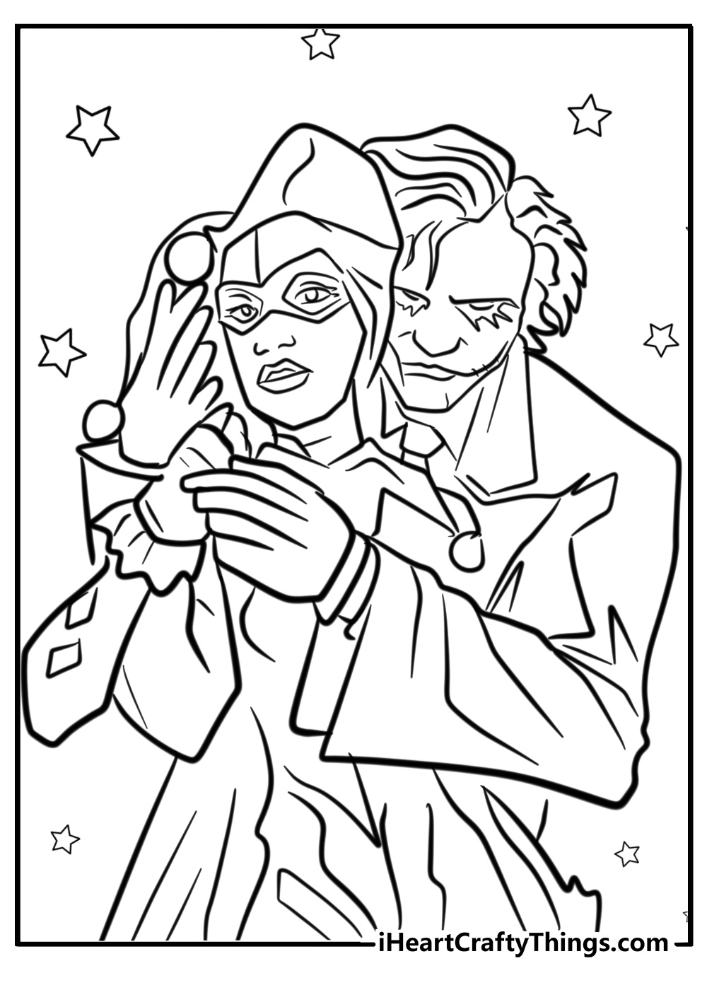 Romantic mad love harley quinn and joker coloring pages