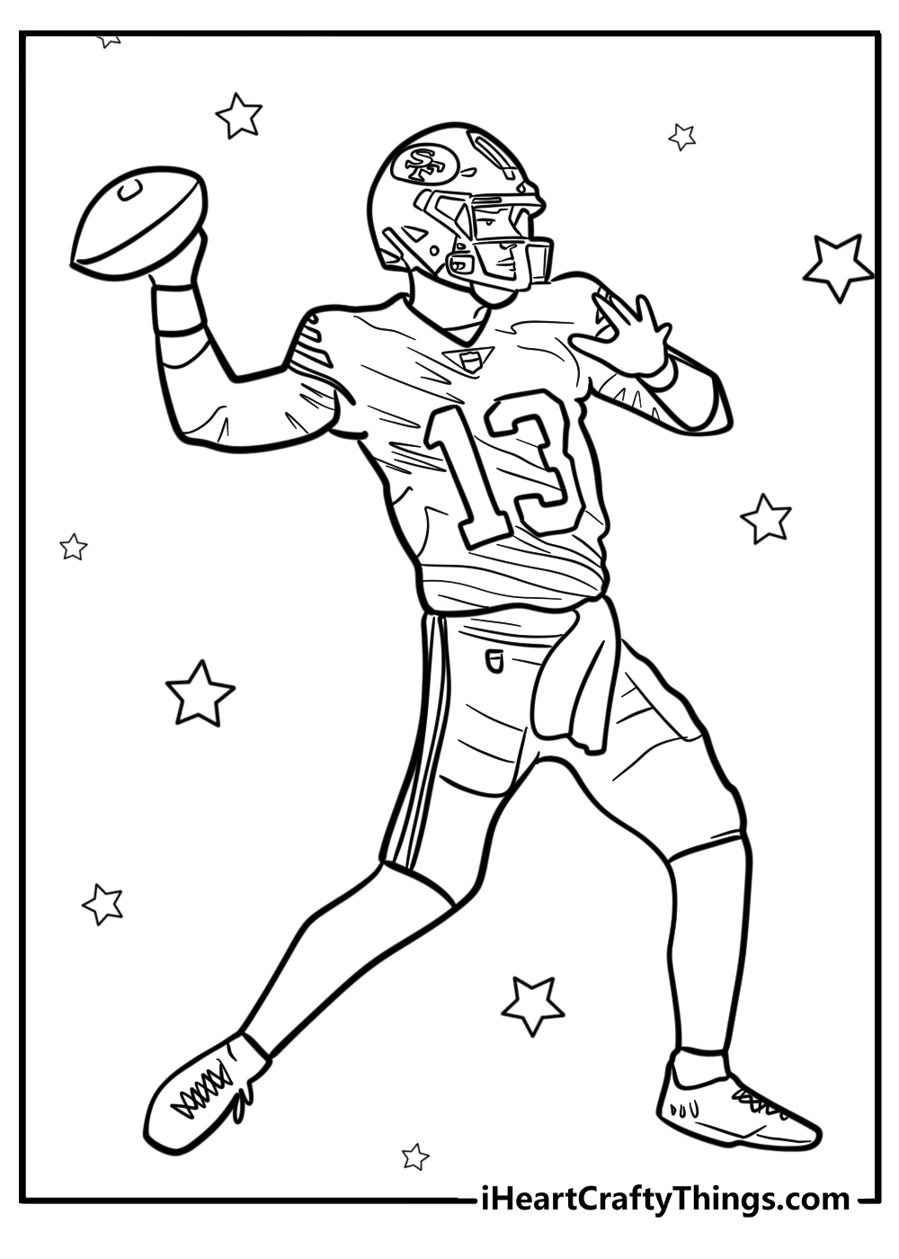 San francisco 49ers game action detailed coloring page