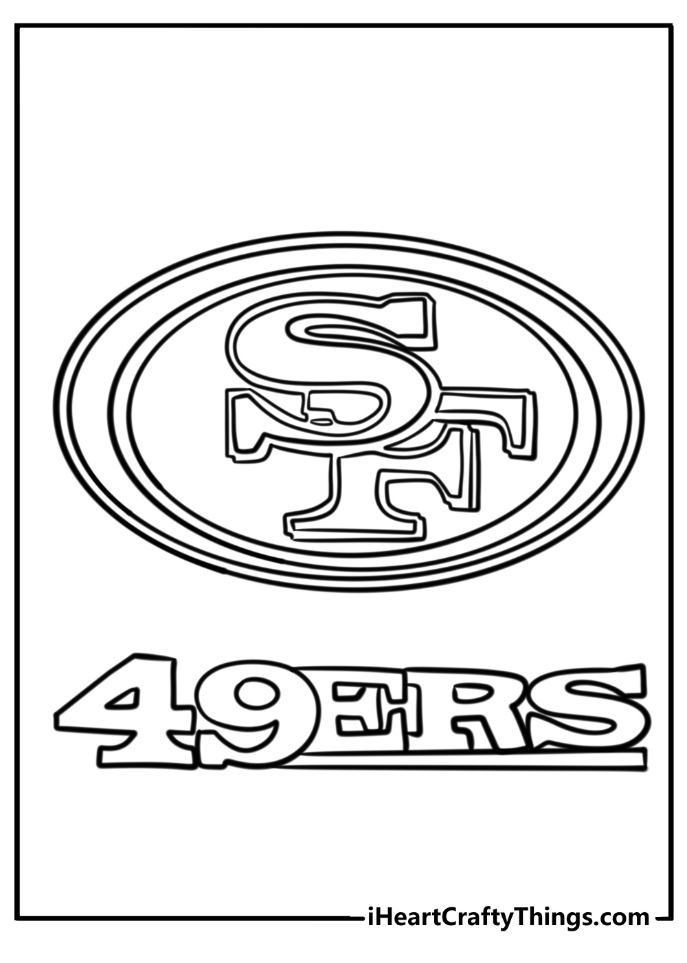 San francisco 49ers logo printable coloring page for kids