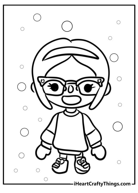 Scared toca boca nerdy girl coloring pages