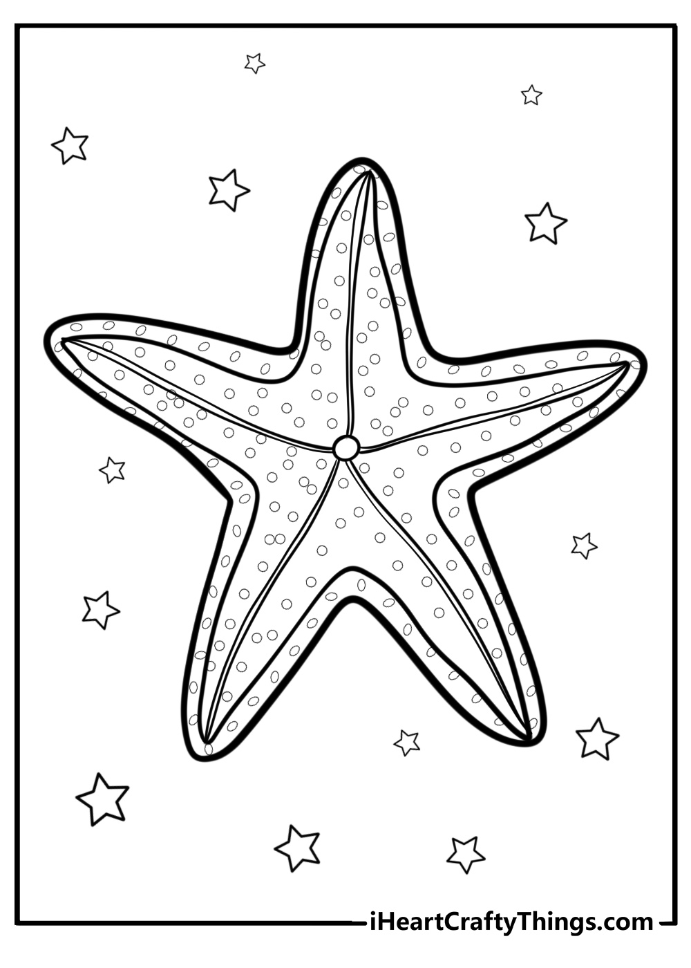 Sea star close up detailed coloring sheet for adults