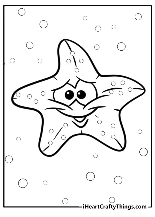 Sea star in deep sea fun coloring sheet for kids