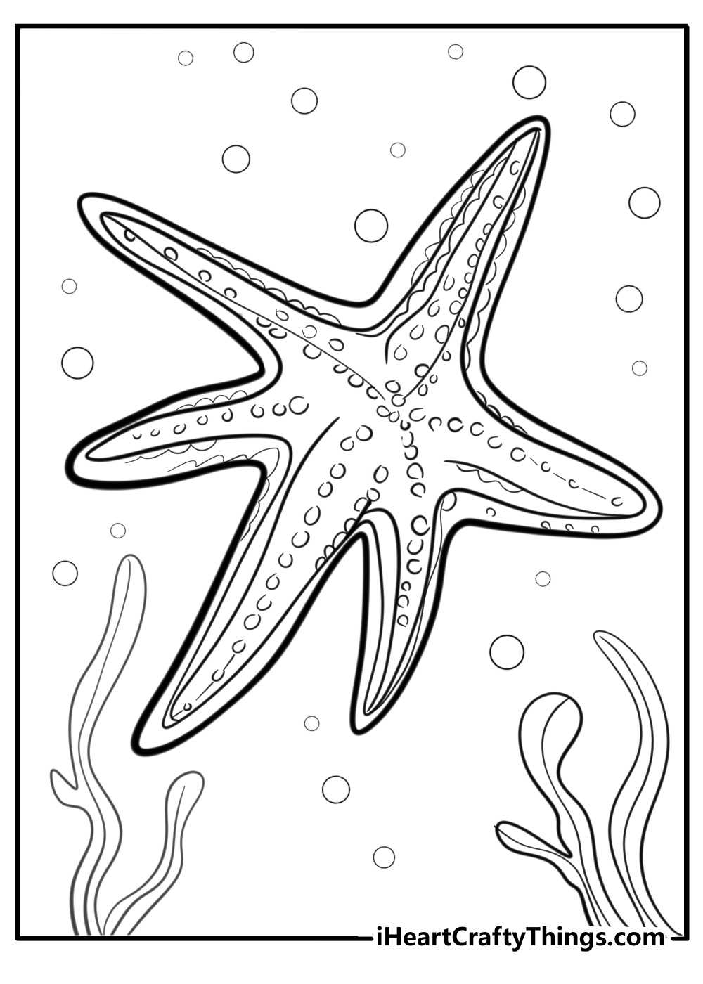 Sea star on a coral reef detailed coloring sheet for adults