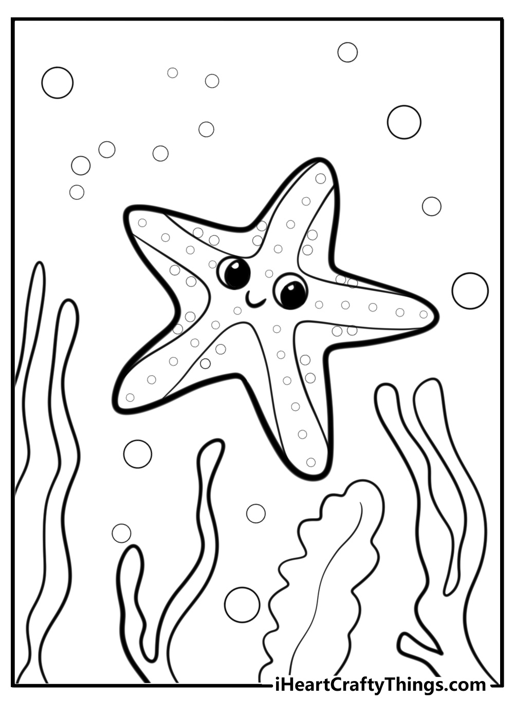 Sea stars in underwater habitat fun coloring sheet for kids