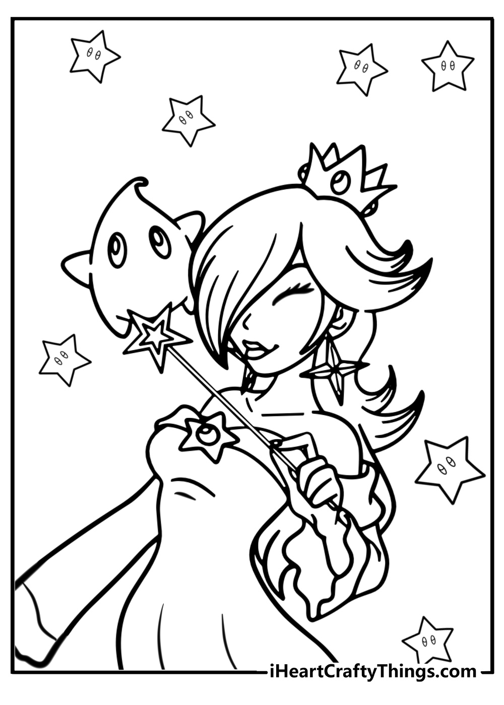 Simple rosalina standing with a smile coloring sheet