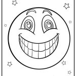 Smiley face with big grin coloring page for kids