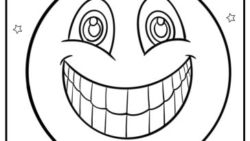 Smiley face with big grin coloring page for kids