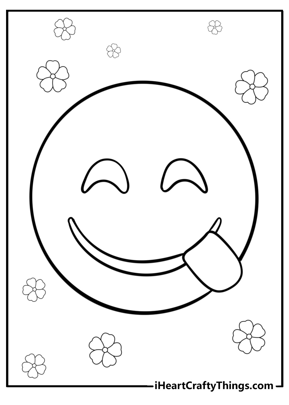 Smiley face with tongue out free coloring page