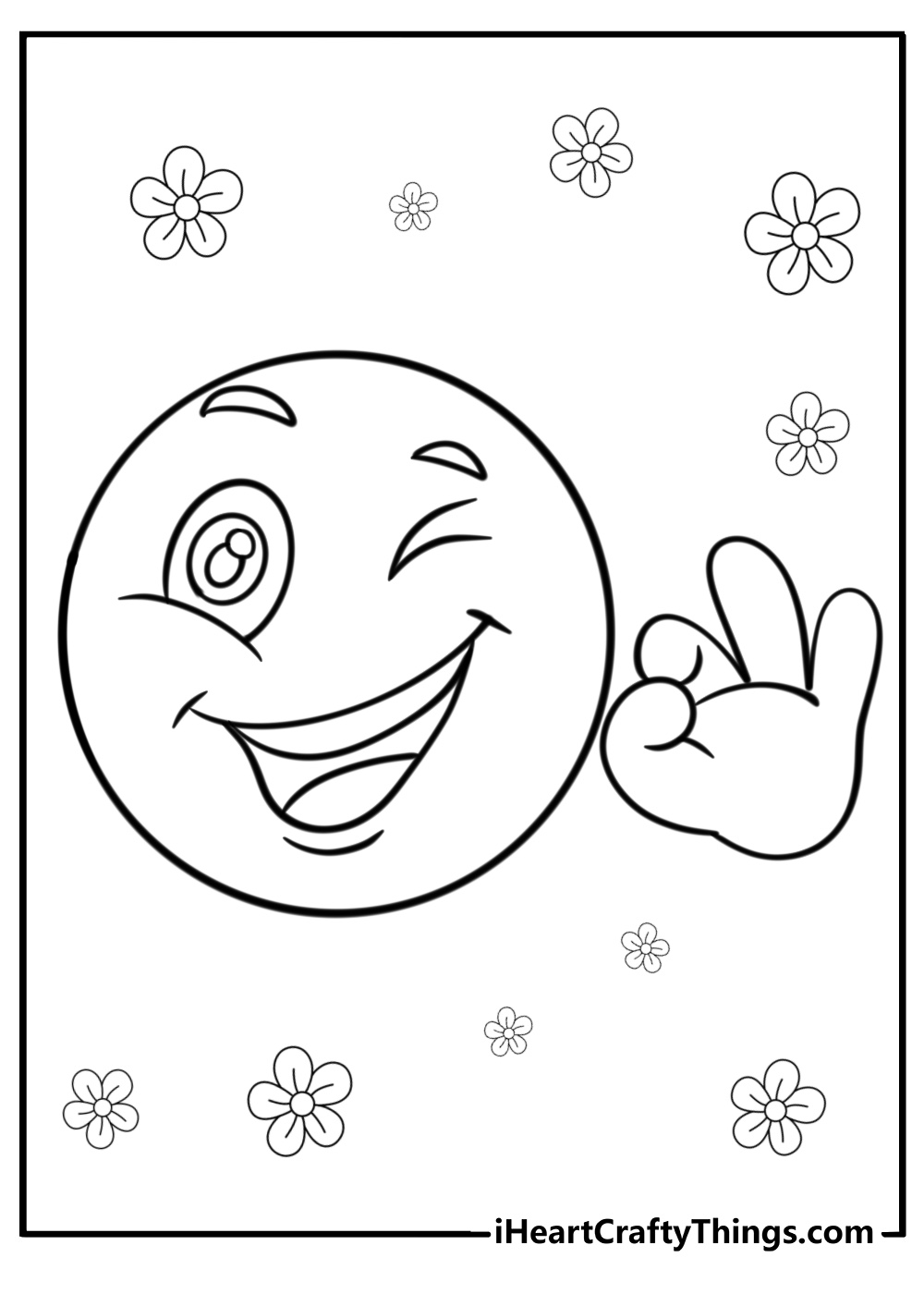 Smiley face with winking eyes free printable pdf