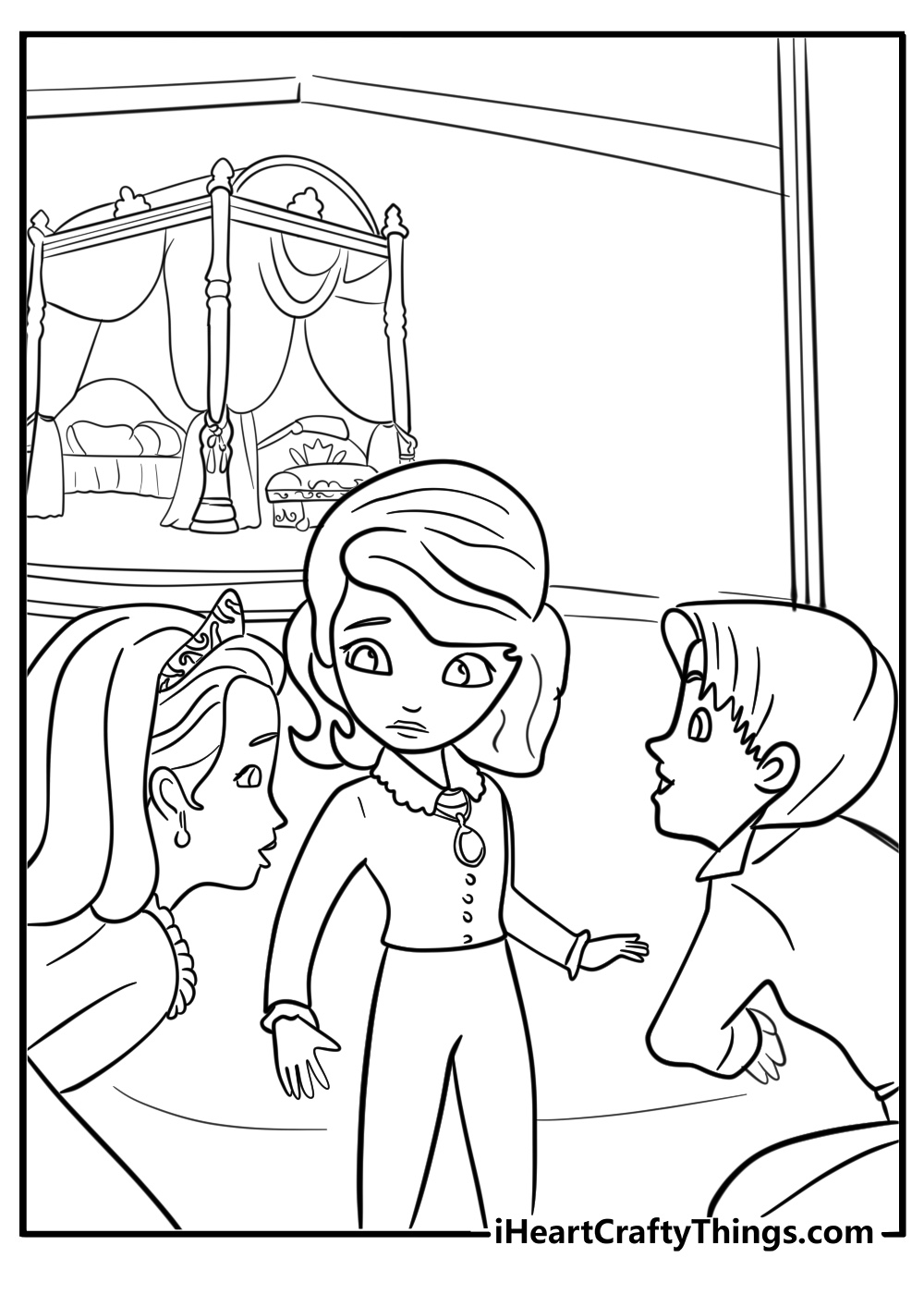 Sofia and princess amber at the castle free pdf coloring page