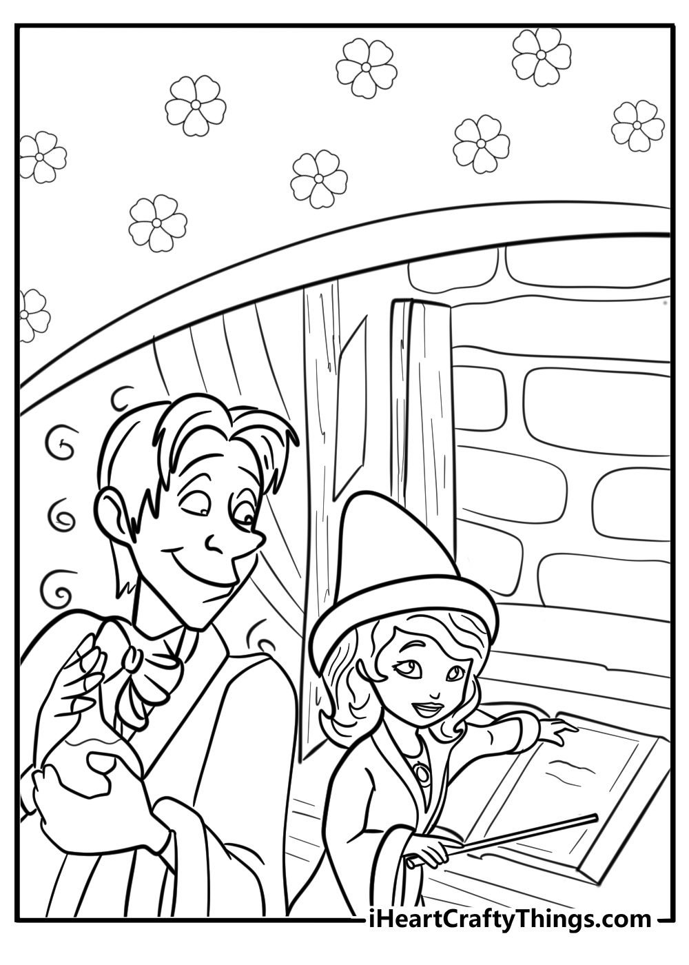 Sofia the first casting a spell detailed coloring sheet for kids