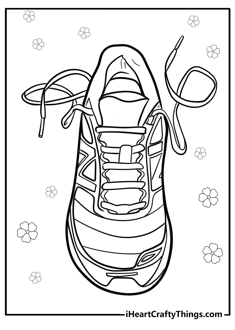 Sport shoes with laces free pdf coloring page