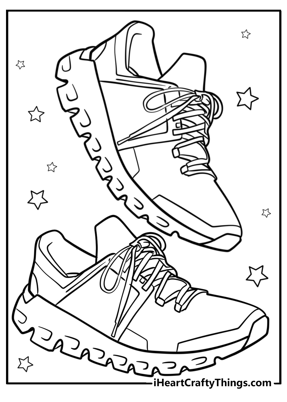 Sporty tennis shoes detailed coloring sheet