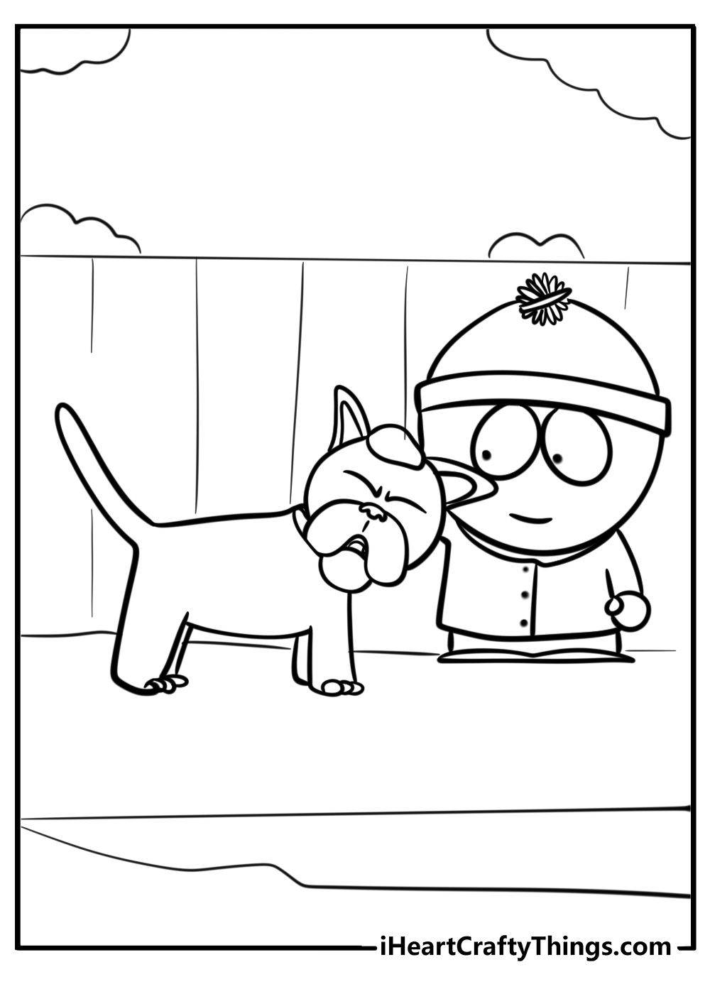 Stan and his pet dog sparky detailed coloring page for kids