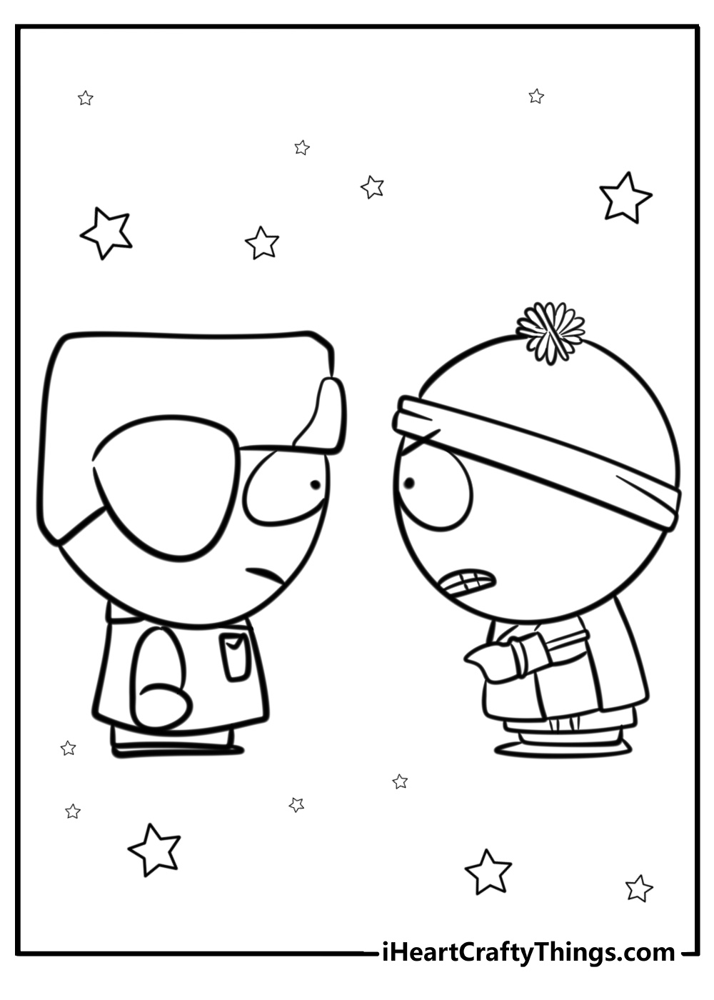 Stan and kyle arguing in a classic south park scene coloring page