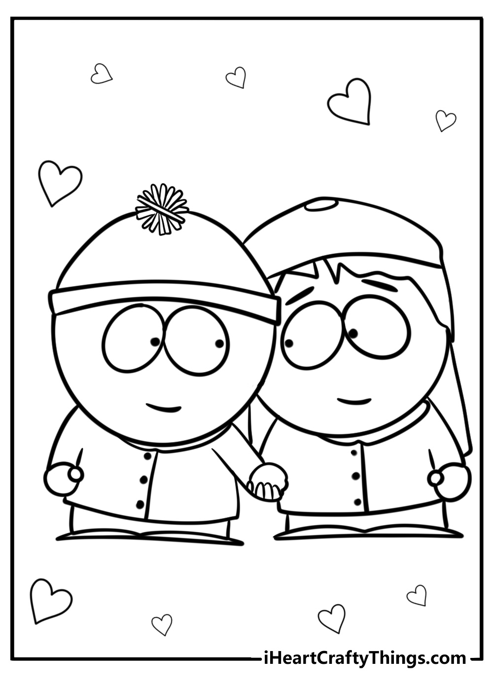 Stan and wendy holding hands detailed south park coloring page