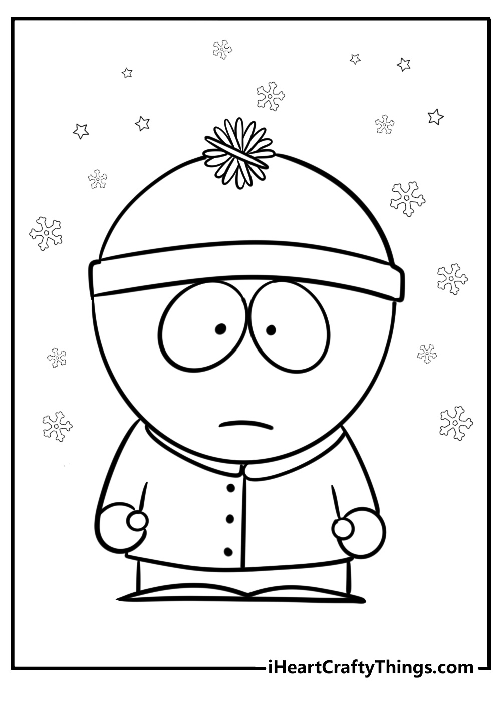 Stan wearing his red and blue hat detailed south park coloring sheet