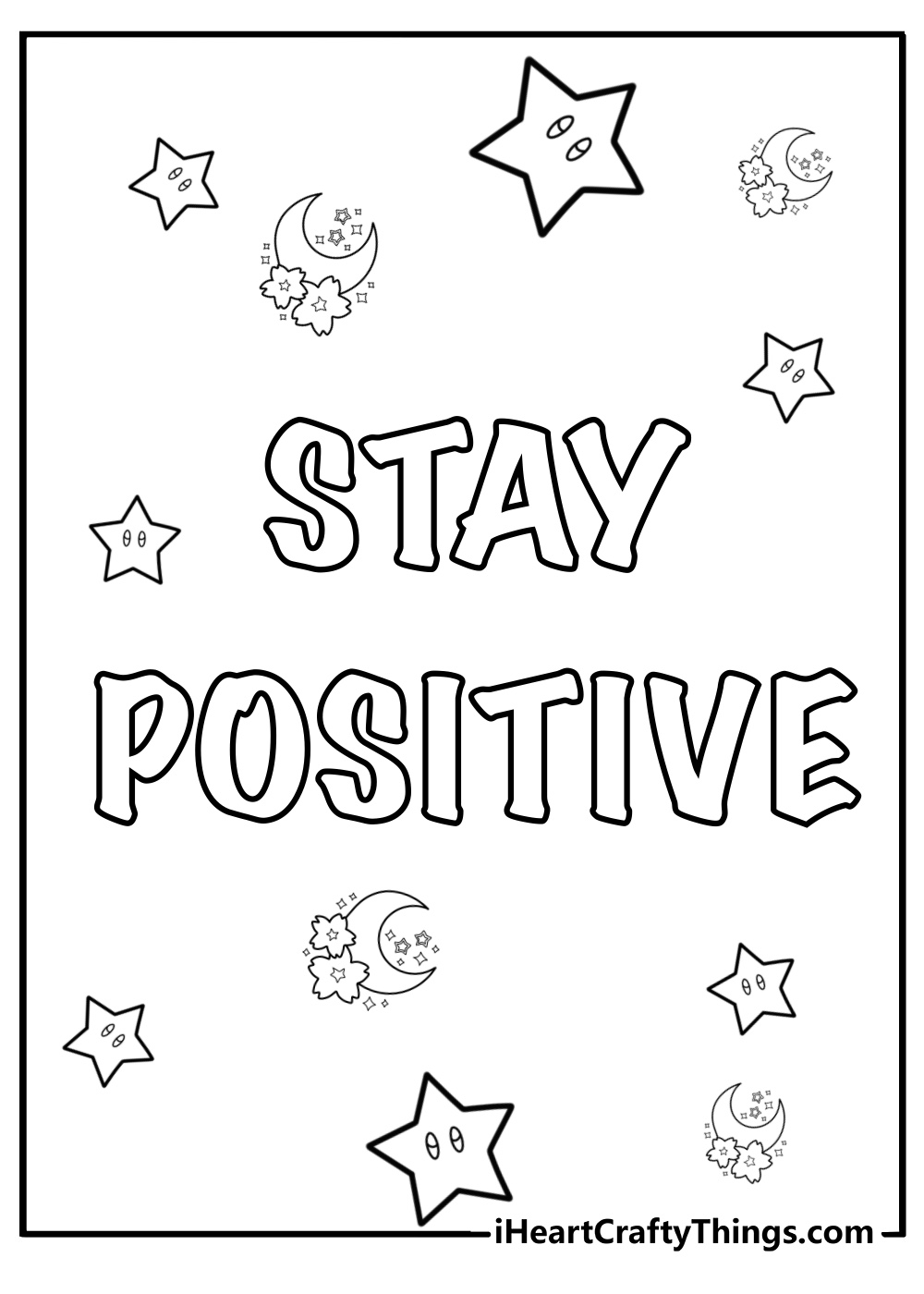 Stay positive detailed motivational quote coloring sheet