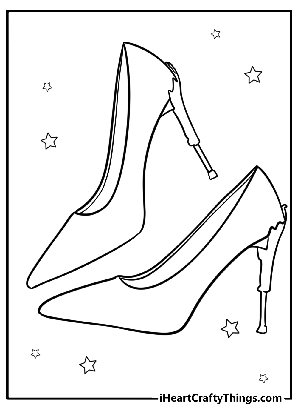 Stylish high heel shoe coloring page for kids