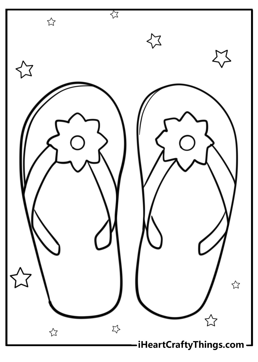 Summer sandals with flowers coloring page for kids