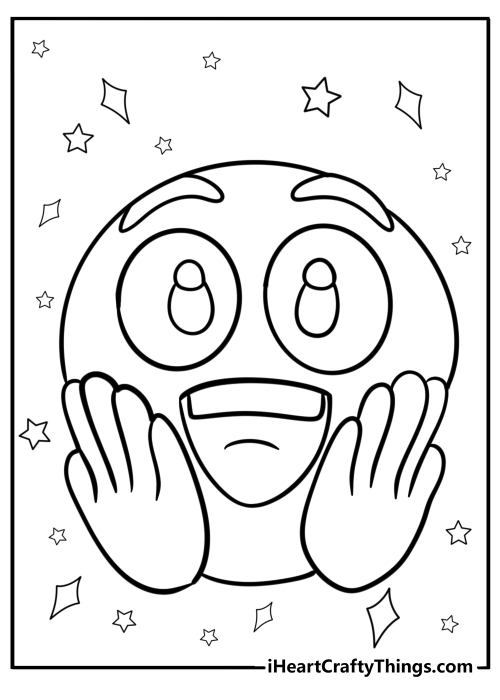 Surprised smiley face fun coloring sheet for kids