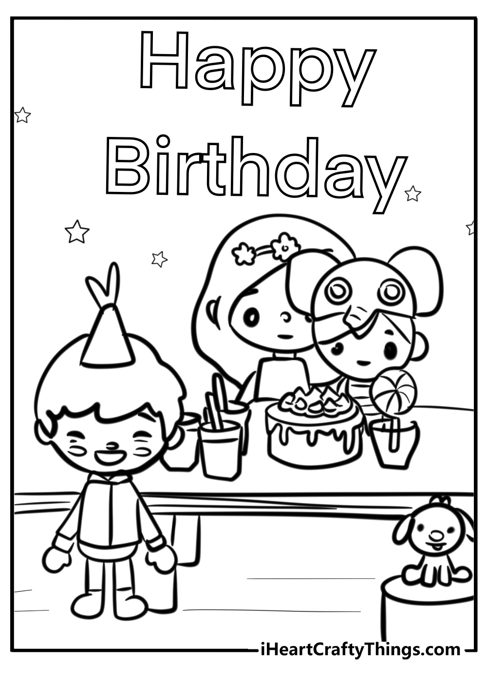 Toca boca life world birthday party coloring pages