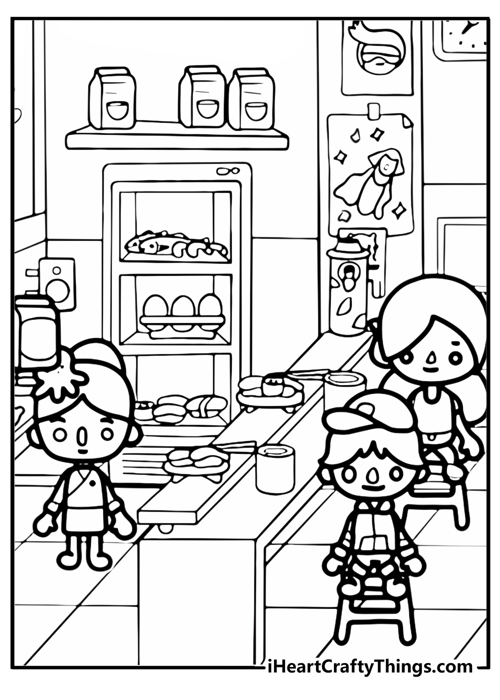 Toca boca life world japanese restaurant coloring sheet