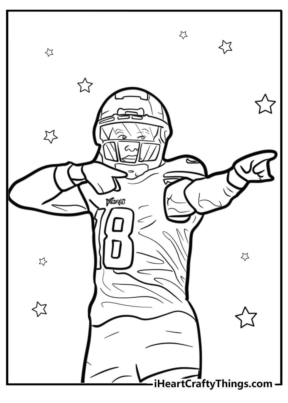 Vikings justin jefferson action shot coloring page