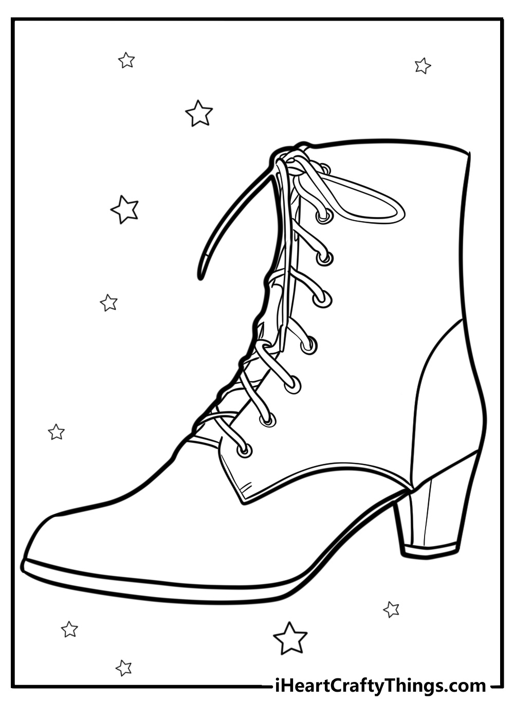 Vintage lace up boots free coloring page pdf
