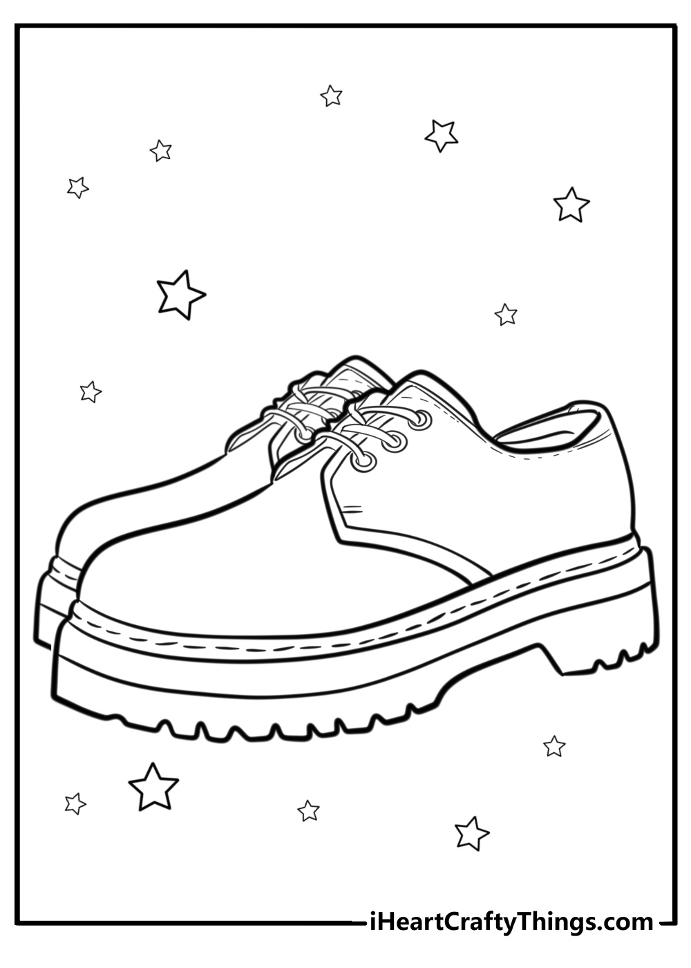 Vintage oxford shoes detailed shoe coloring sheet
