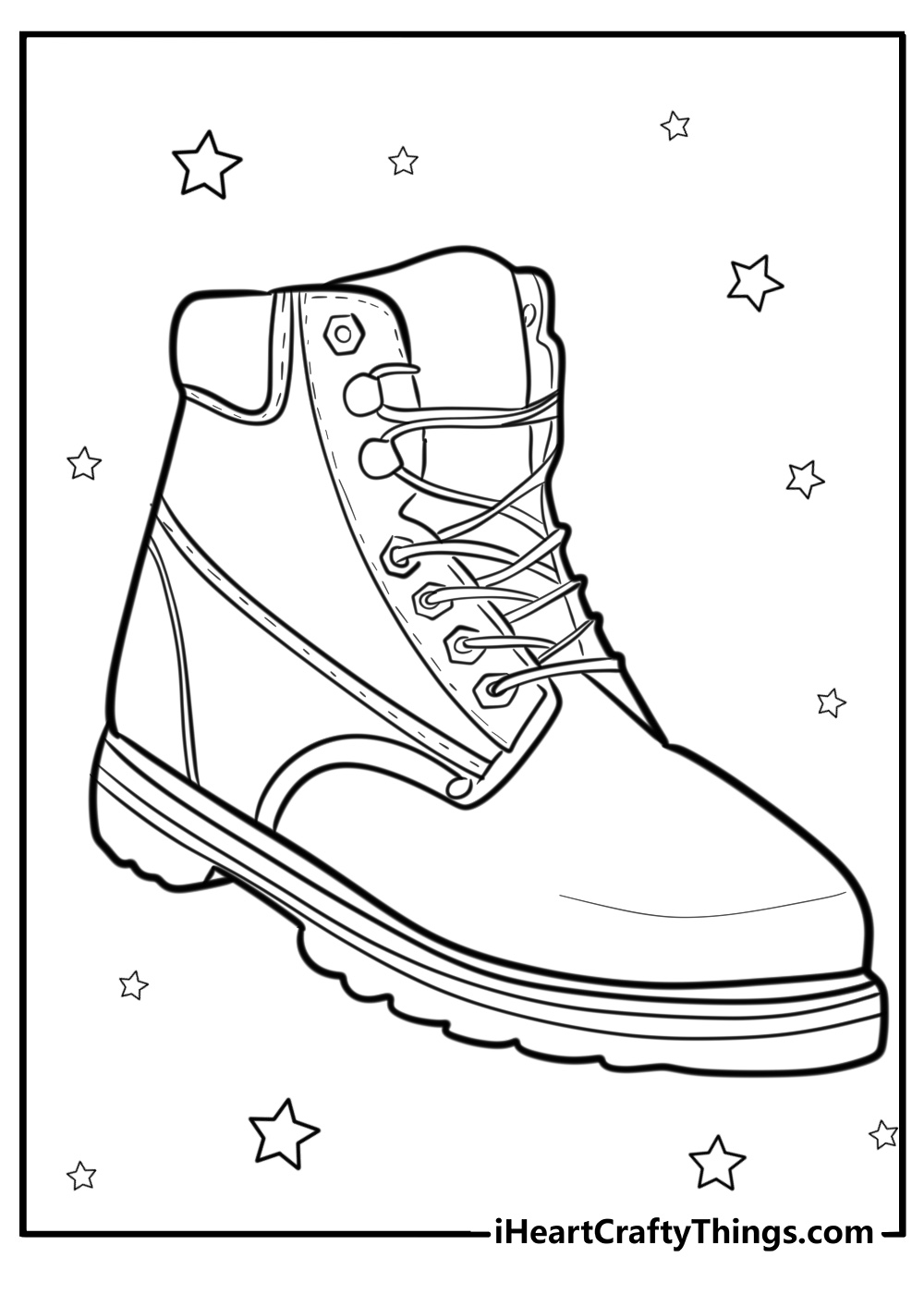 Work boots on a construction site coloring page