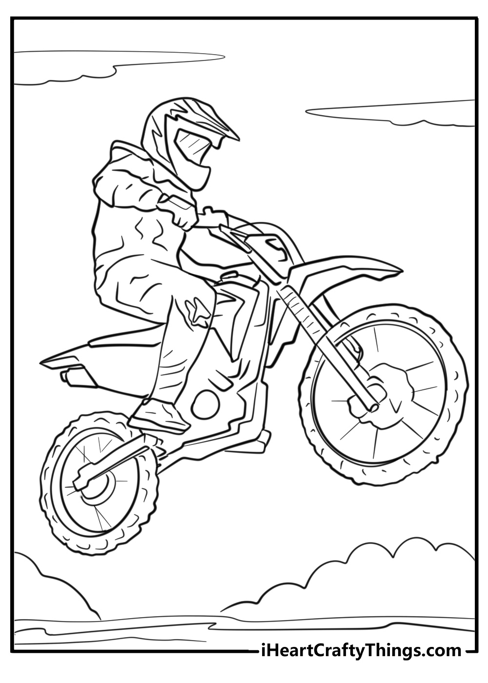 Young boy with honda dirt bike to color