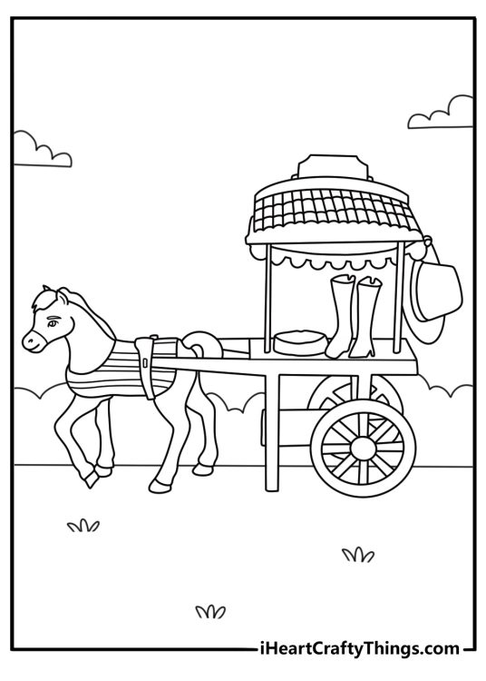 Free printable Spirit coloring sheet with the PALs riding past Miradero station