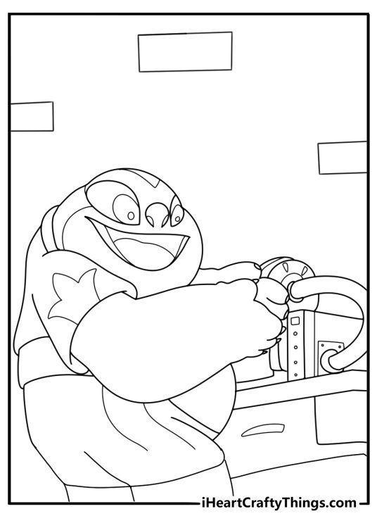 Jumba working on strange alien gadget detailed coloring sheet for adults