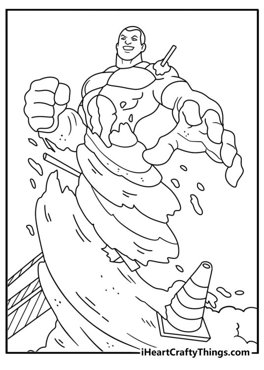 Spider Man coloring pages scene with Sandman forming a giant fist