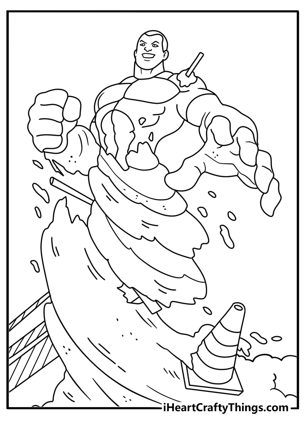 Spider Man coloring pages scene with Sandman forming a giant fist