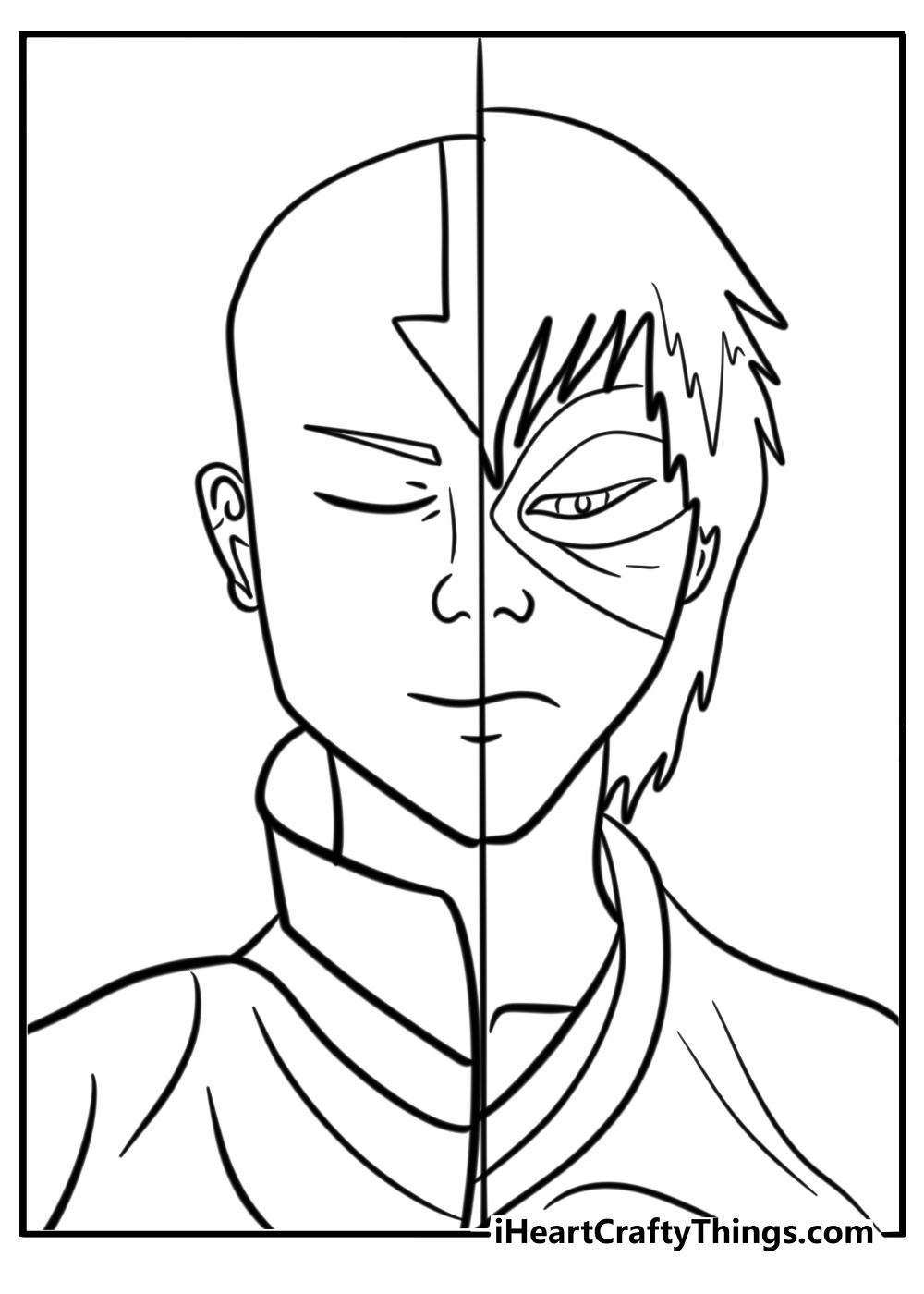 Aang and zuko facing off printable coloring page