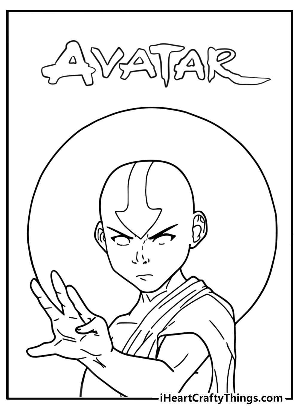 Aang in avatar state with glowing eyes detailed sheet