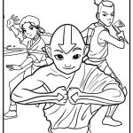 Aang katara and sokka together free coloring page pdf