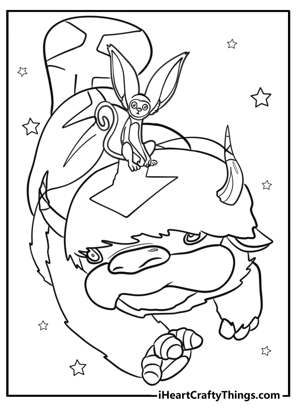 Appa with momo on his back free coloring page pdf