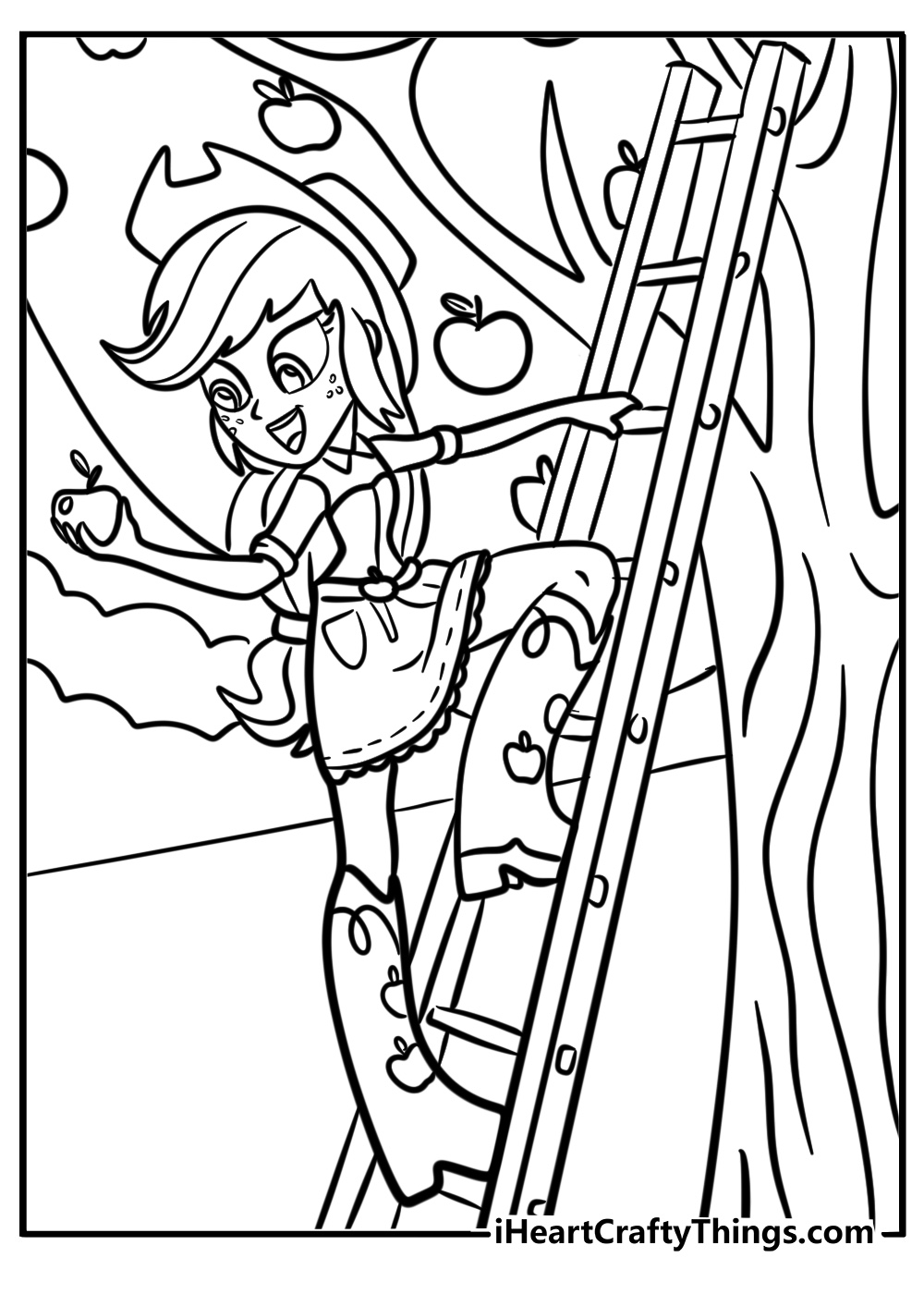 Applejack in the apple orchard detailed coloring sheet